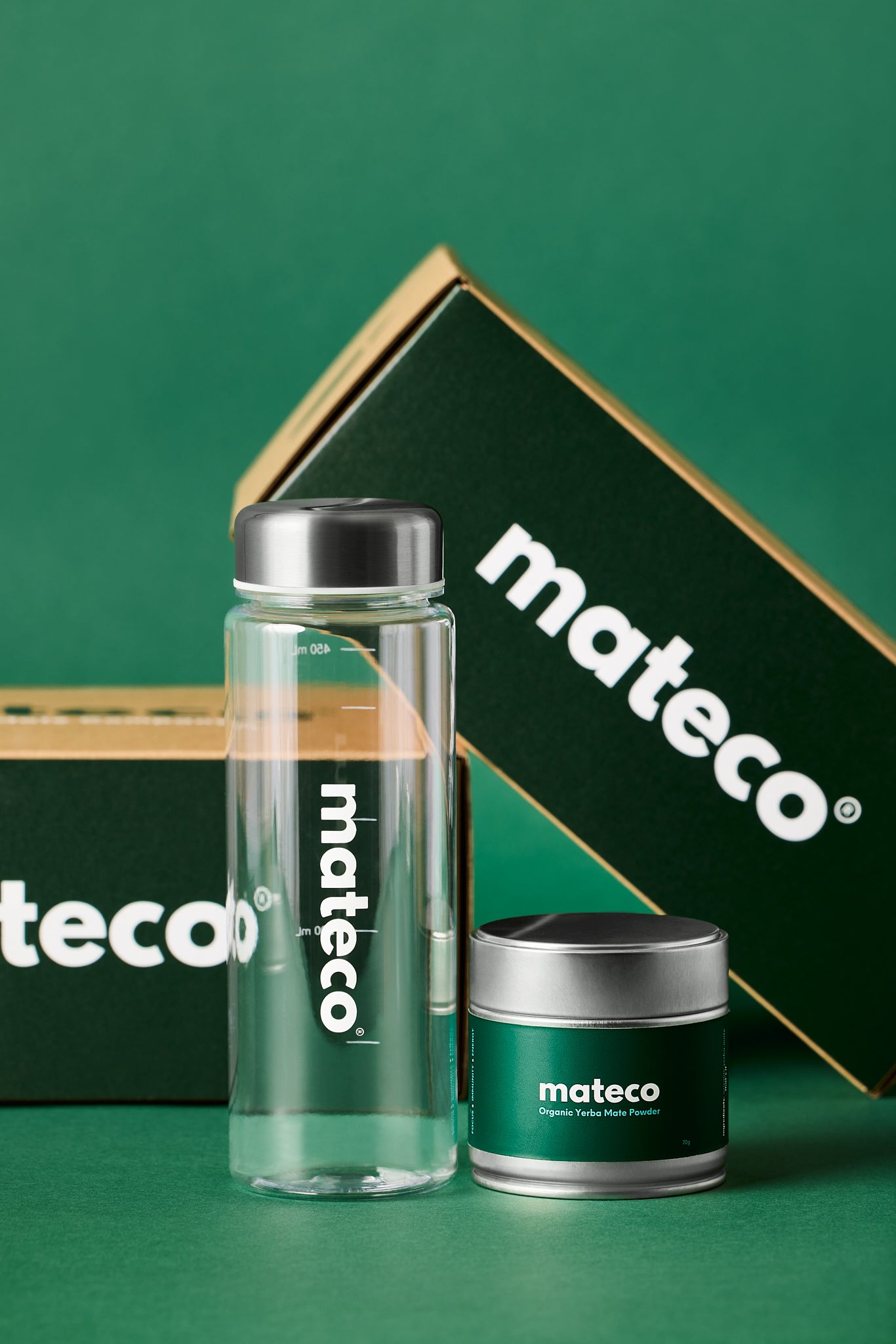 mateco Starter Kit — organic yerba mate powder 70g tin and 500ml bottle