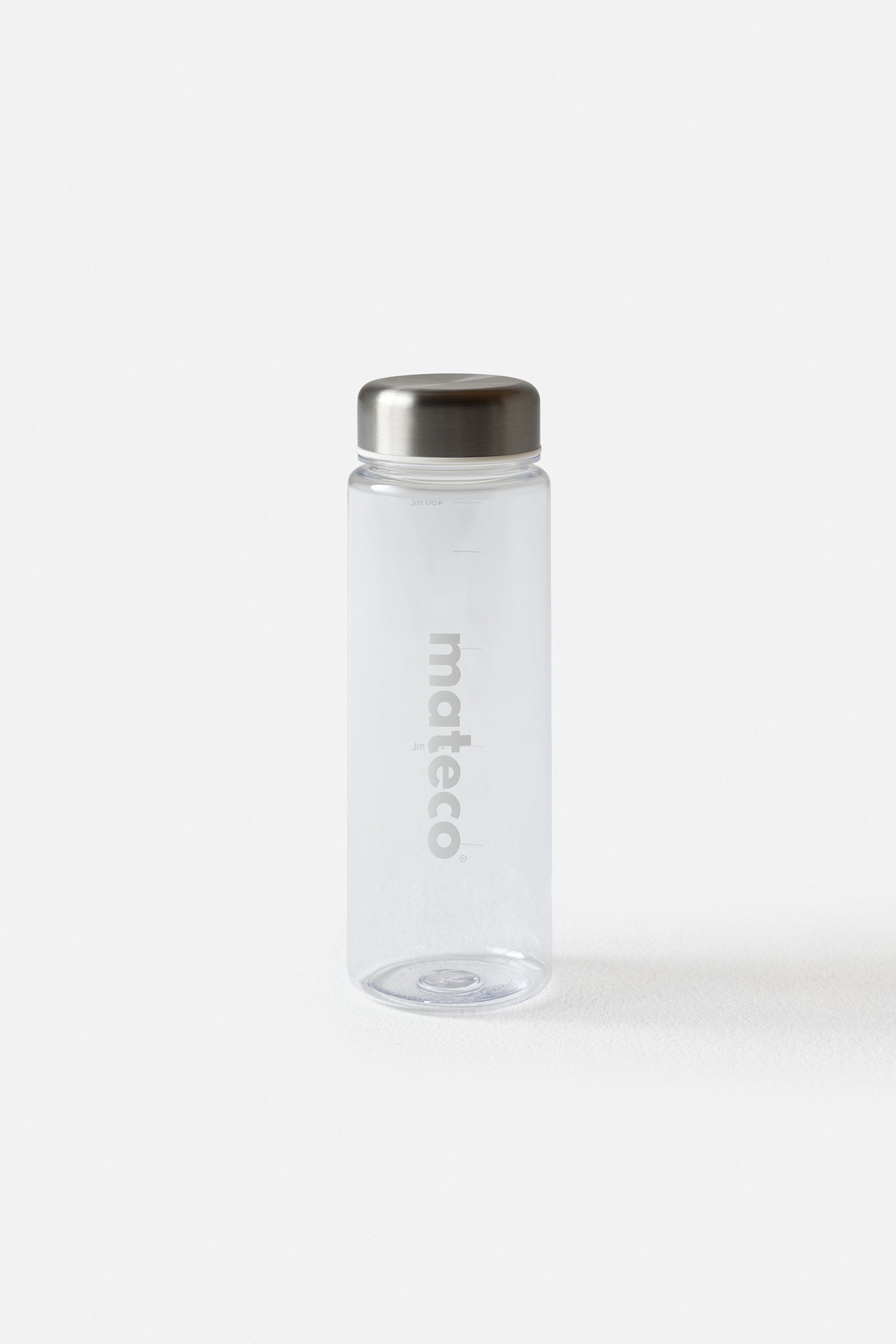 mateco 500ml reusable drink bottle in white BPA-free Tritan with double-sided logo