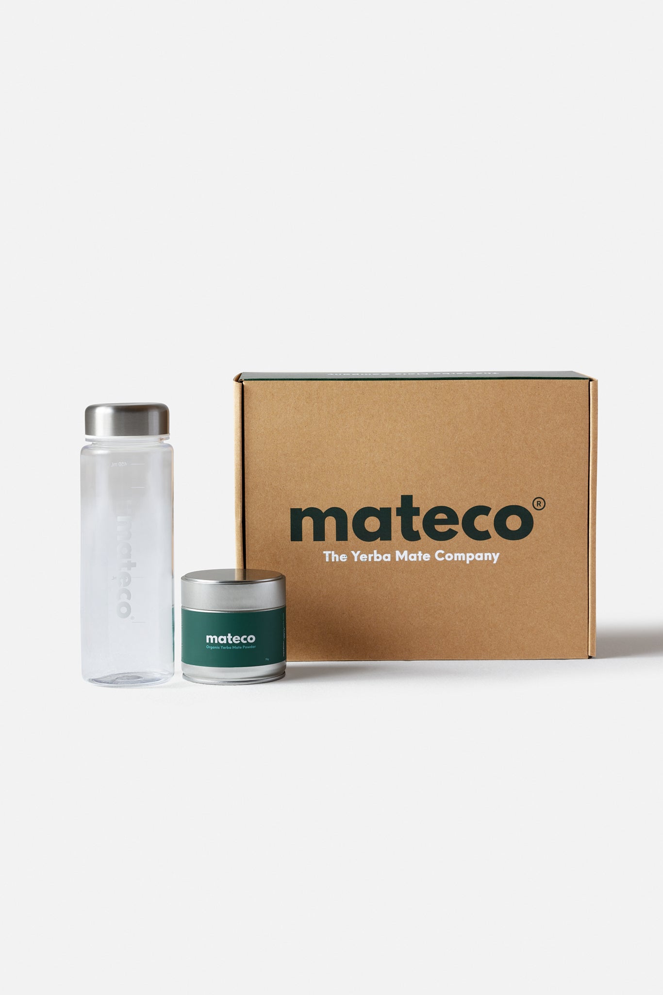 mateco Starter Kit with 500ml drink bottle and 70g organic yerba mate tin